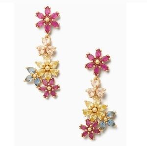 🔹️Kate Spade 🔹️Flower First Bloom Gold Linear Floral Dangle Earrings